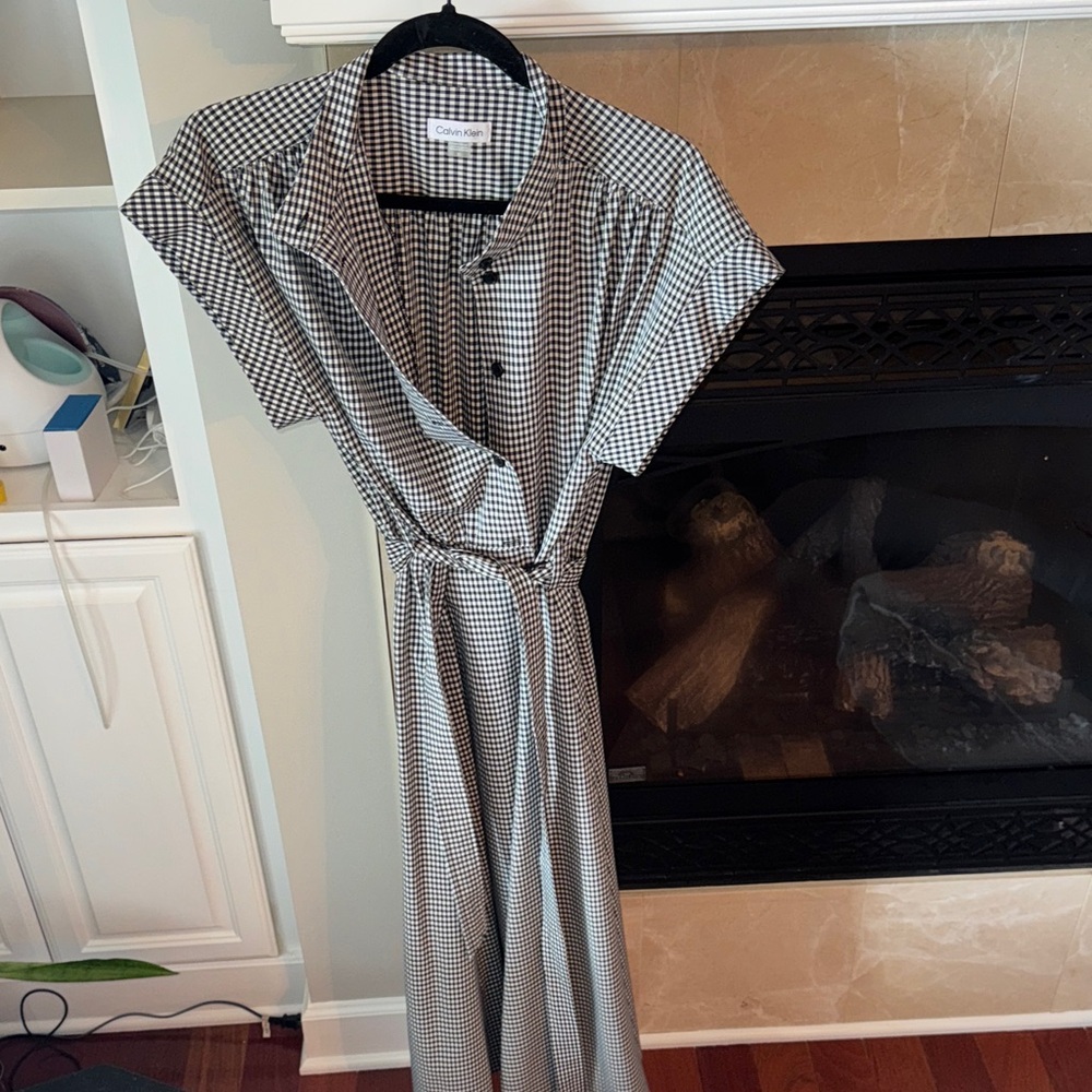 Calvin Klein Black and White Gingham Dress